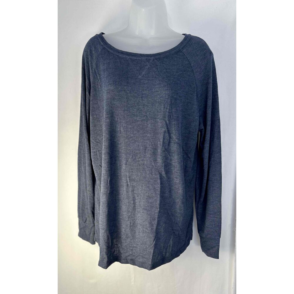 NWT Nollie Navy Blue Long Sleeve Crew Neck Cotton Blend Top‎ Size Large